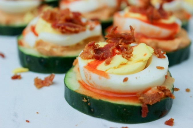 Bacon and Egg Cucumber Bites