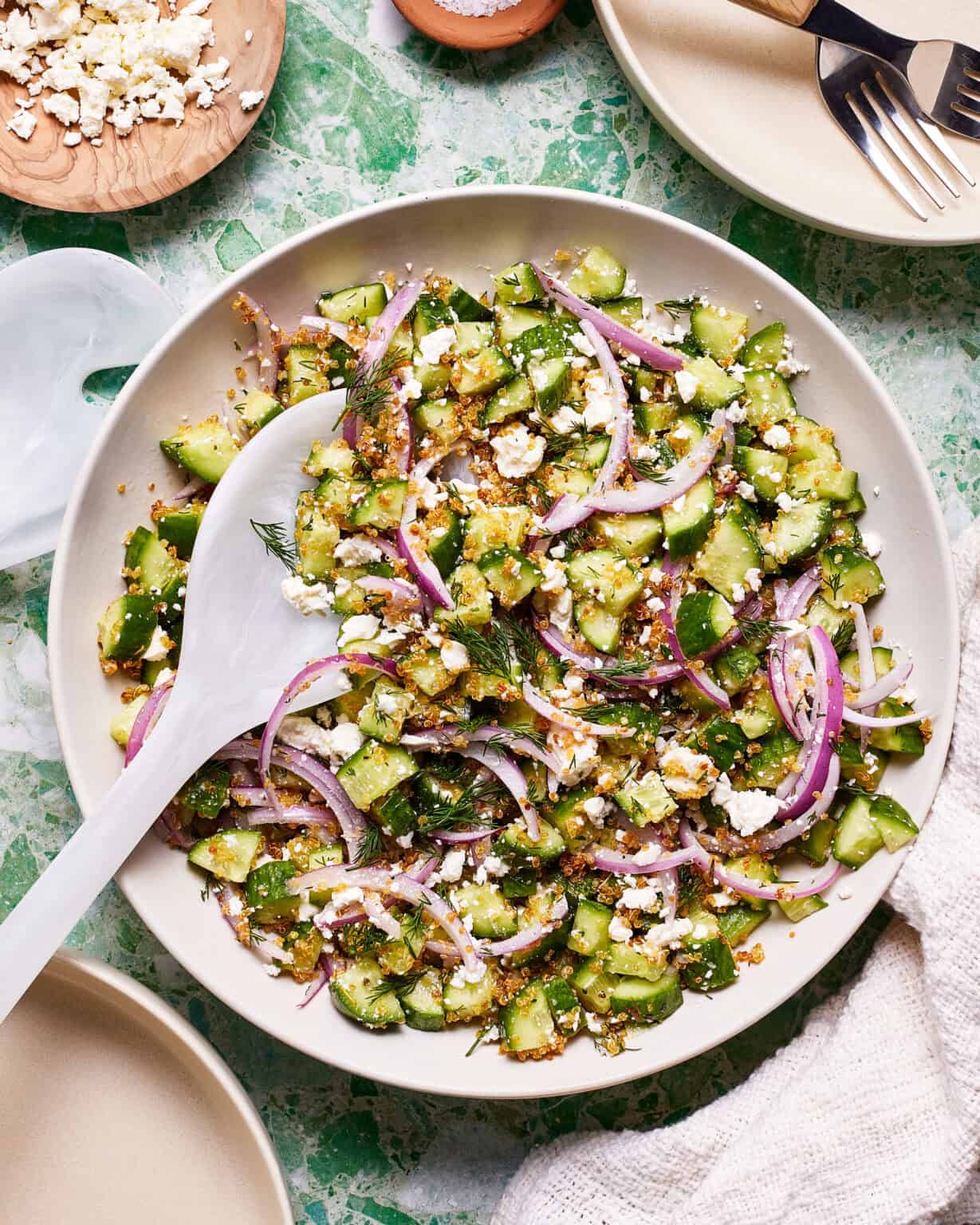 Cucumber Salad With Crunchy Quinoa and Lemon Vinaigrette