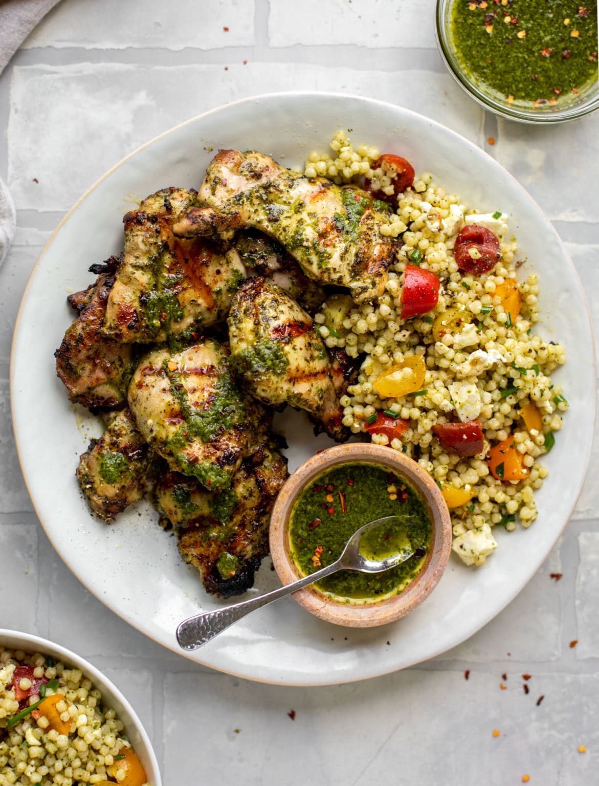 Grilled Chimichurri Chicken with Couscous Salad Summer Dinner Ideas