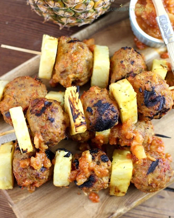 Grilled Pineapple Meatball Skewers Summer Dinner Ideas