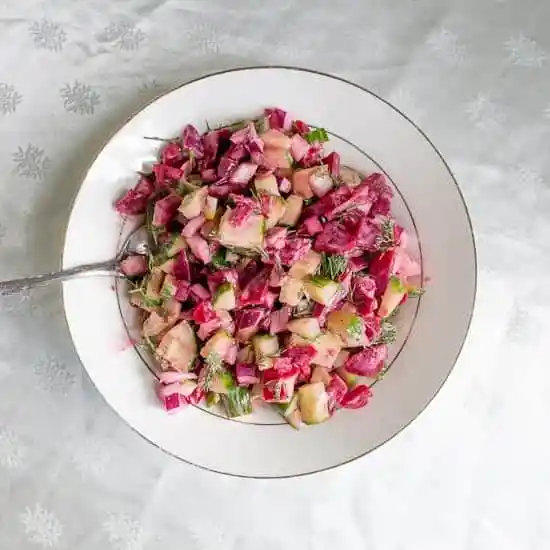 Pickled beet and cucumber salad with horseradish