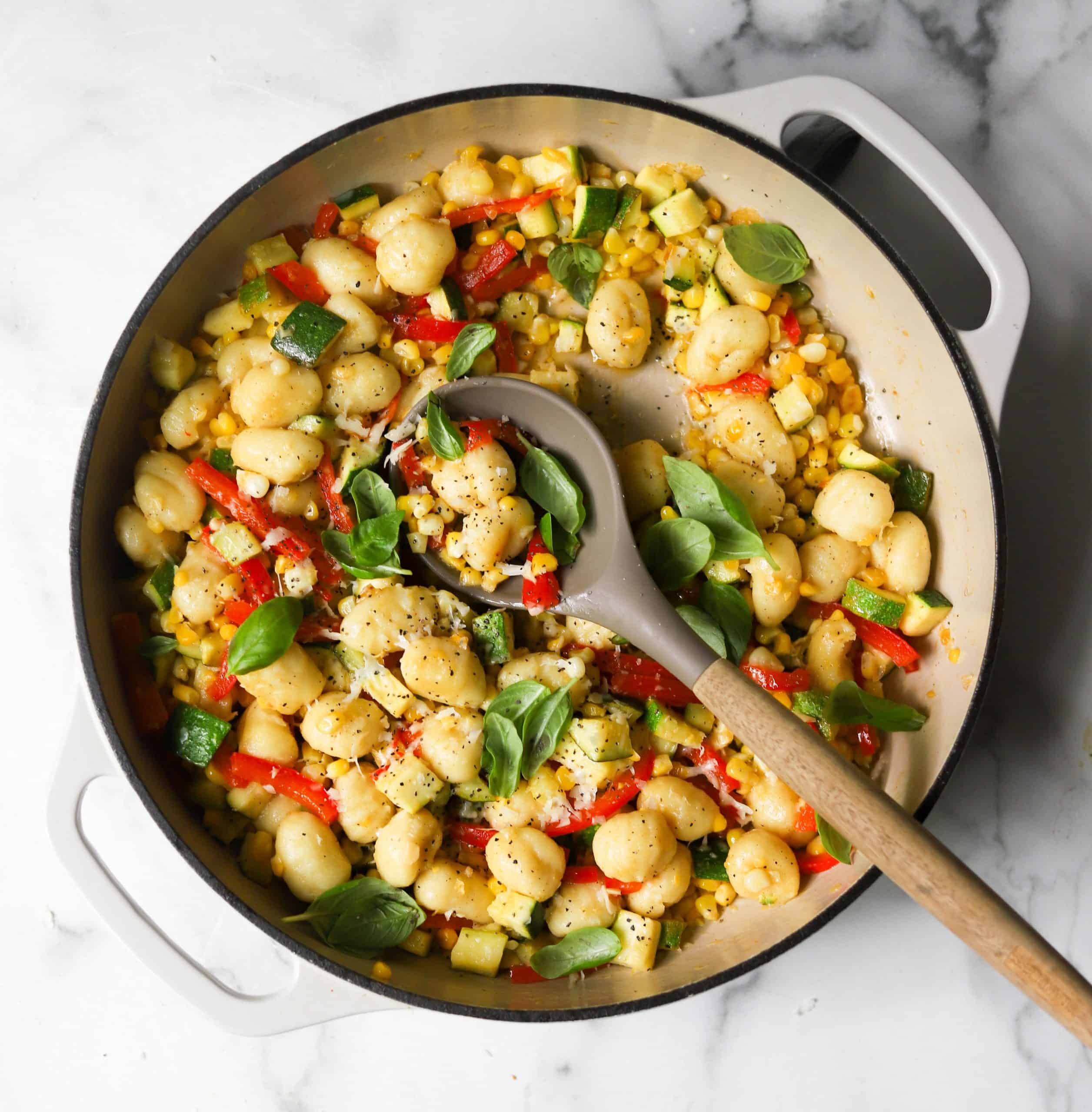 Sweet Corn and Zucchini Gnocchi Skillet Summer Dinner Ideas