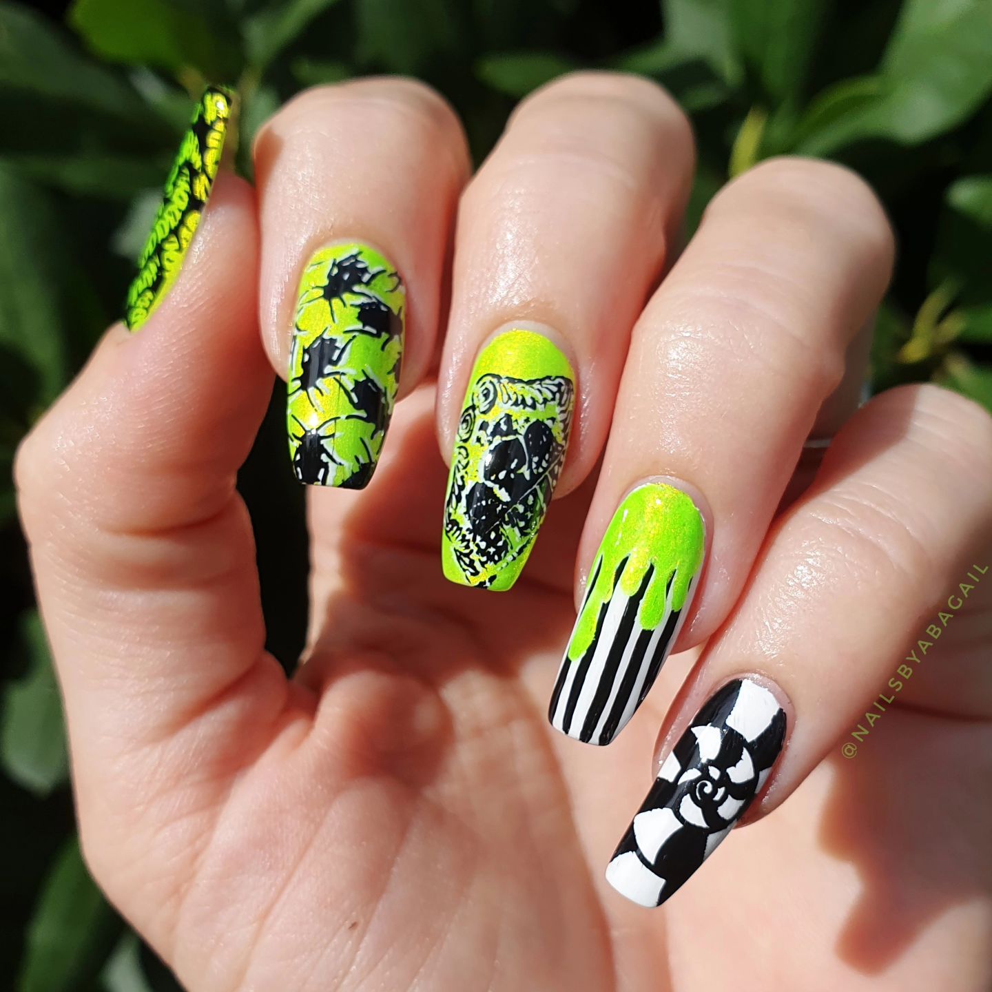 Beetlejuice Halloween Nails Art